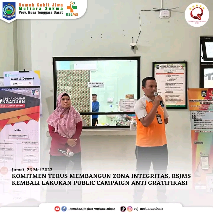 KOMITMEN TERUS MEMBANGUN ZONA INTEGRITAS, RSJMS KEMBALI LAKUKAN PUBLIC CAMPAIGN ANTI GRATIFIKASI
